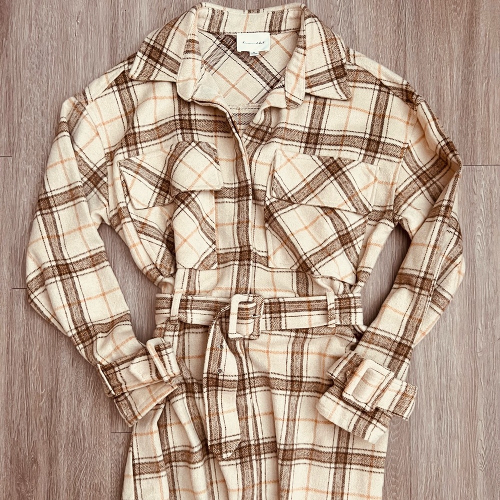 ▪️Line & Dot Flannel Trench NWOT - Picture 4 of 4